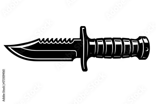 Combat Knife Vector Icon - Classic Military and Survival Tool Symbol