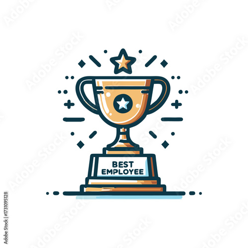 Golden trophy for best employee recognition award