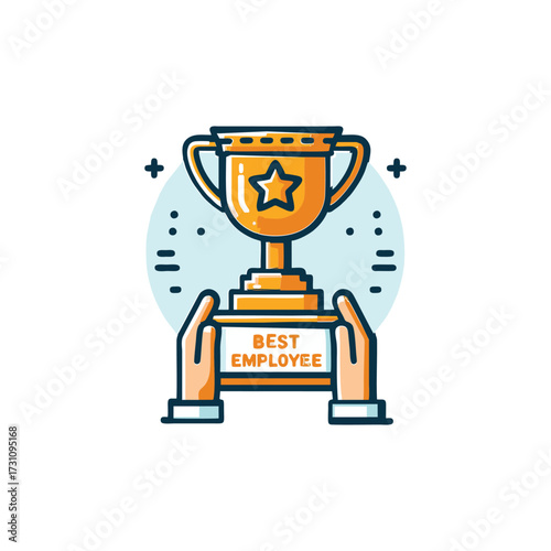 Golden trophy held by hands, celebrating achievement