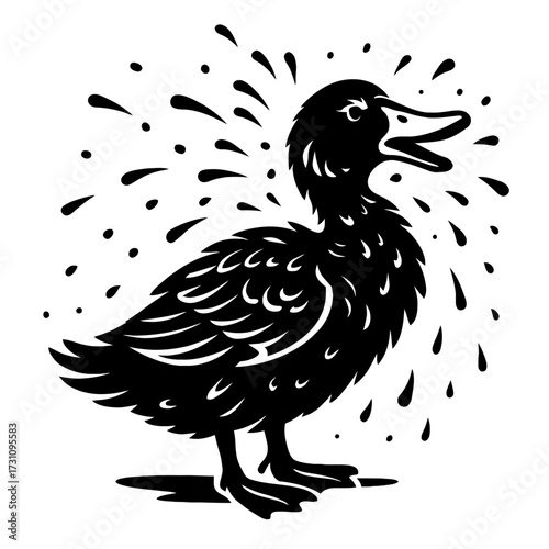 Duck Vector Illustration Shaking Water Off Its Feathers