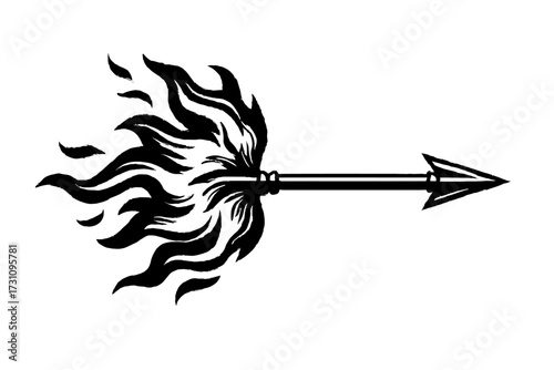 Flaming Arrow Icon Vector - Dynamic Symbol for Speed, Power, and Direction