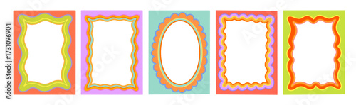Retro y2k scallop border frames. Fun groovy wavy and squiggly edges.