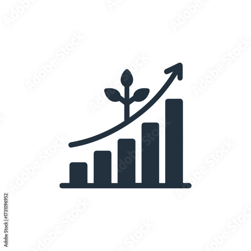 Growth chart with plant symbolizing sustainability trends