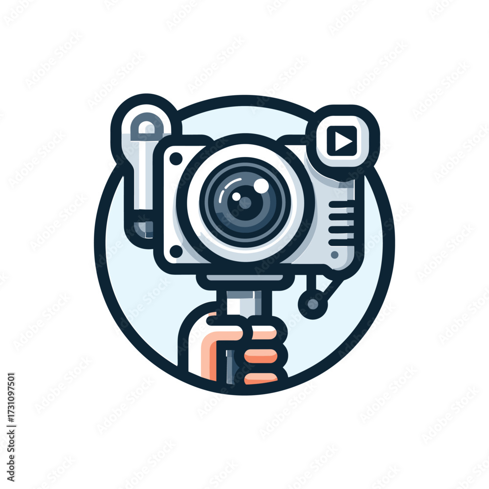 Fototapeta premium Hand holding a camera capturing a video scene