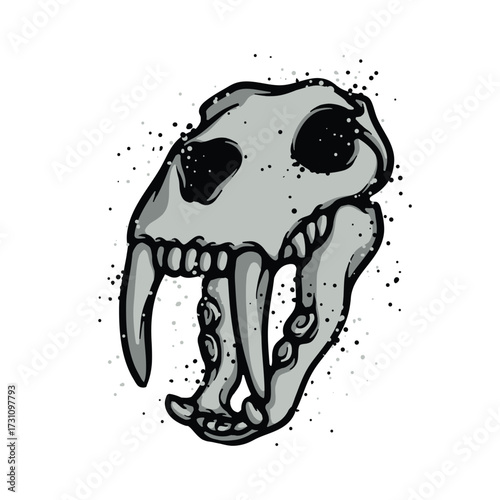 Sabertooth Skull Cartoon Vector Illustration