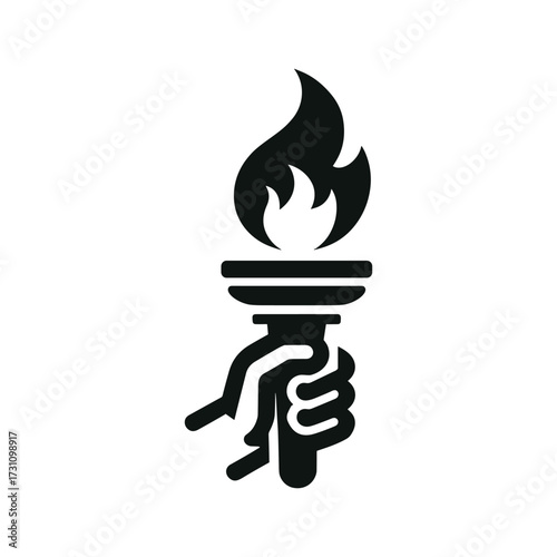 Hand holding a torch with flame, symbolizing hope