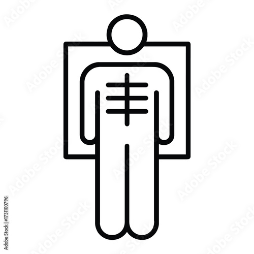 Simple line icon of a person undergoing an x ray examination