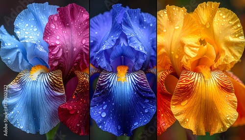 Vibrant Irises in Four Colors.