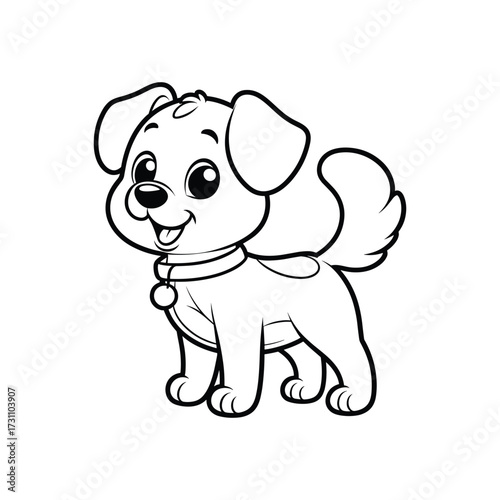 Happy cartoon dog standing with a wagging tail