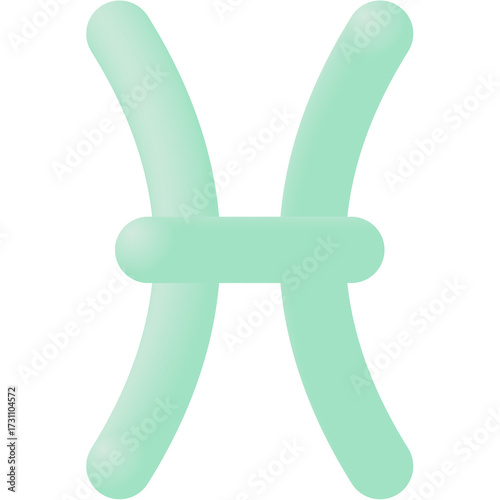 Illustration of a Light Green Pisces Zodiac Sign on a Transparent Background