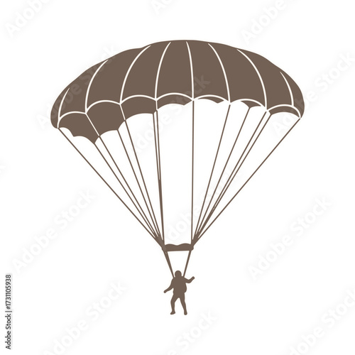 Exciting adventure awaits with skydiver descending safely with parachute vector art