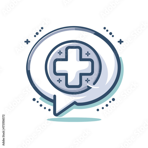 Health communication icon with medical cross symbol