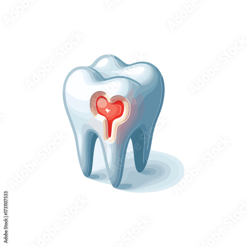 Heart-shaped cavity in a tooth illustrating dental health