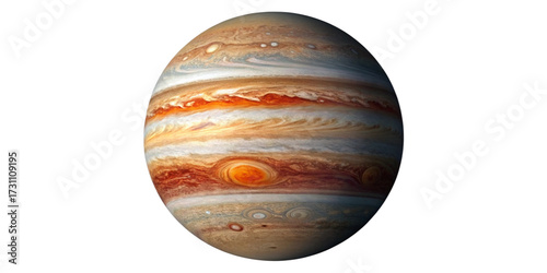 Realistic Detailed Jupiter with Great Red Spot Isolated on Transparent Background
High Resolution Planet Jupiter Illustration with Vibrant Atmospheric Bands
