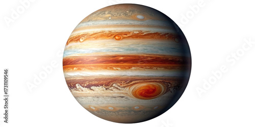 Realistic Detailed Jupiter with Great Red Spot Isolated on Transparent Background
High Resolution Planet Jupiter Illustration with Vibrant Atmospheric Bands