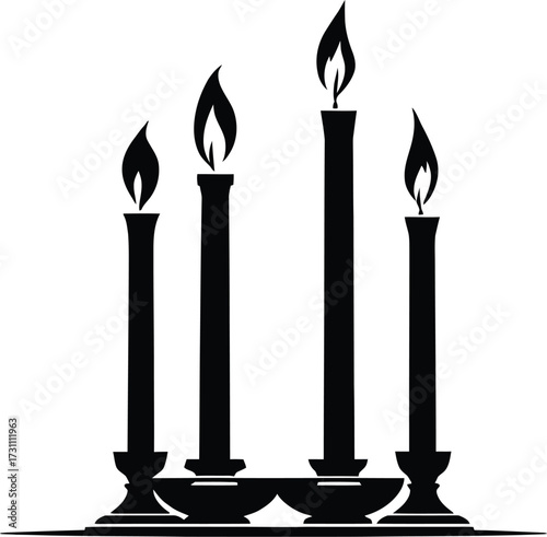 Black candlestick set with silhouette illustration of candles
