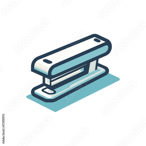 Modern stapler design on a blue background