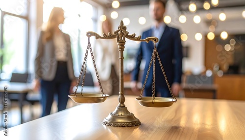 Justice scales in office