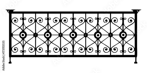 Elegant Black Metal Railing Design Featuring Curves and Finials