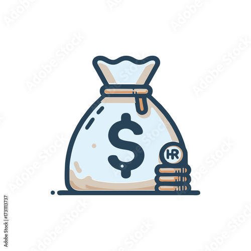 Money bag with coins symbolizing savings and finance