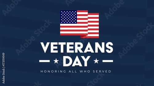 Veterans day honoring all who served flat vector design illustration