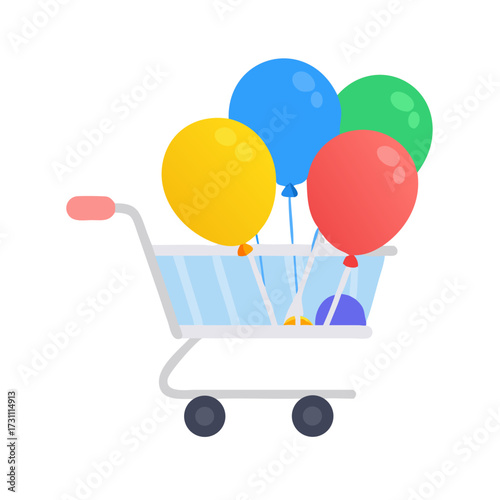 Balloons on a Shopping Cart
