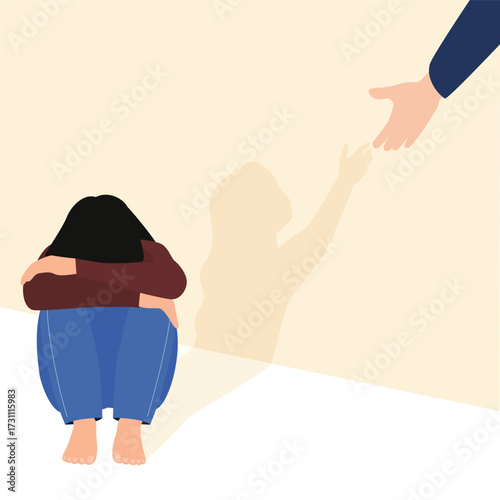 Depressed Female Being Offered a Helping Hand
