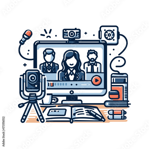 Online Meeting Setup with Tools and Participants Displayed