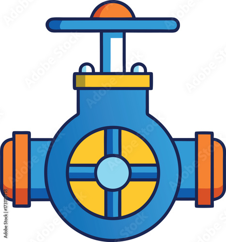 Technical vector of a knife gate valve in piping system.
