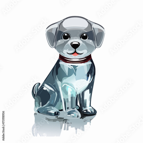 透明感ある犬のガラス製オブジェを描いたベクター素材