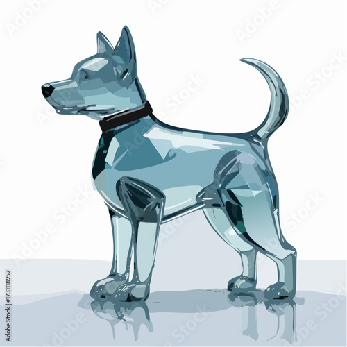 透明感ある犬のガラス製オブジェを描いたベクター素材