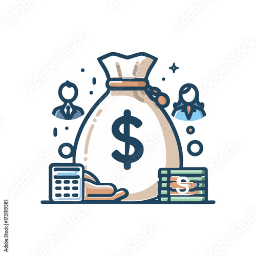 Financial Planning with Money Bag and Calculators