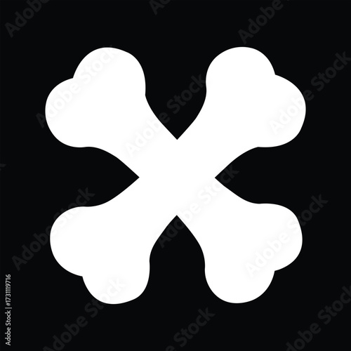 White crossbones symbol on black background simple graphic danger warning