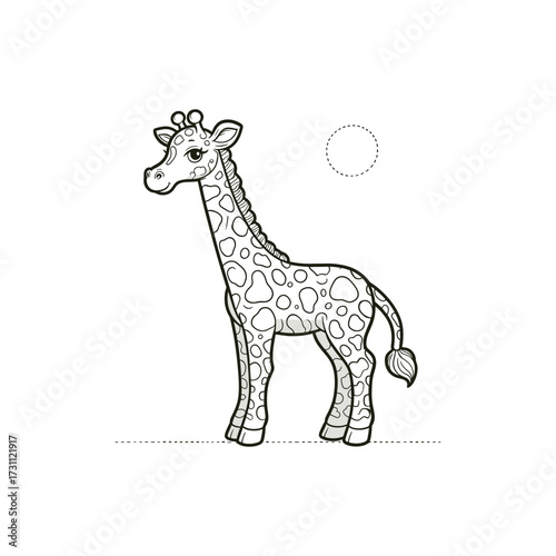 Playful giraffe illustration with sunny background scene