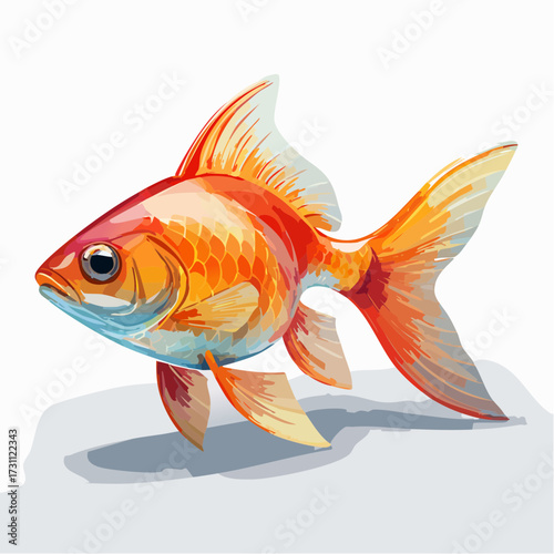 透明ガラスで表現した金魚のガラス製オブジェのベクター素材