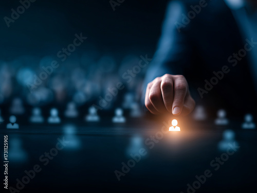 Selecting user from digital interface, representing choice and connection