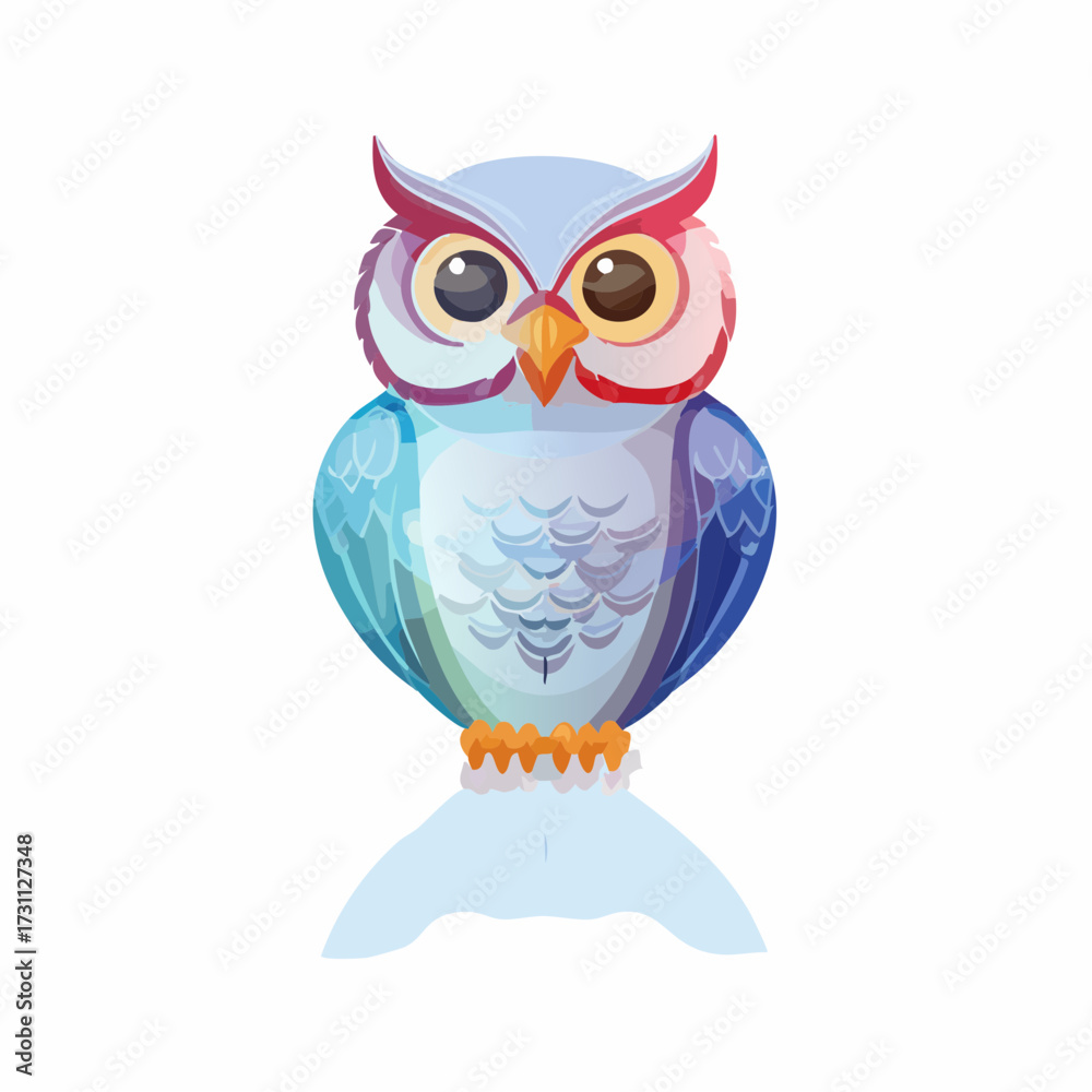 Obraz premium 透明感あるフクロウのガラス製オブジェを描いたベクター素材