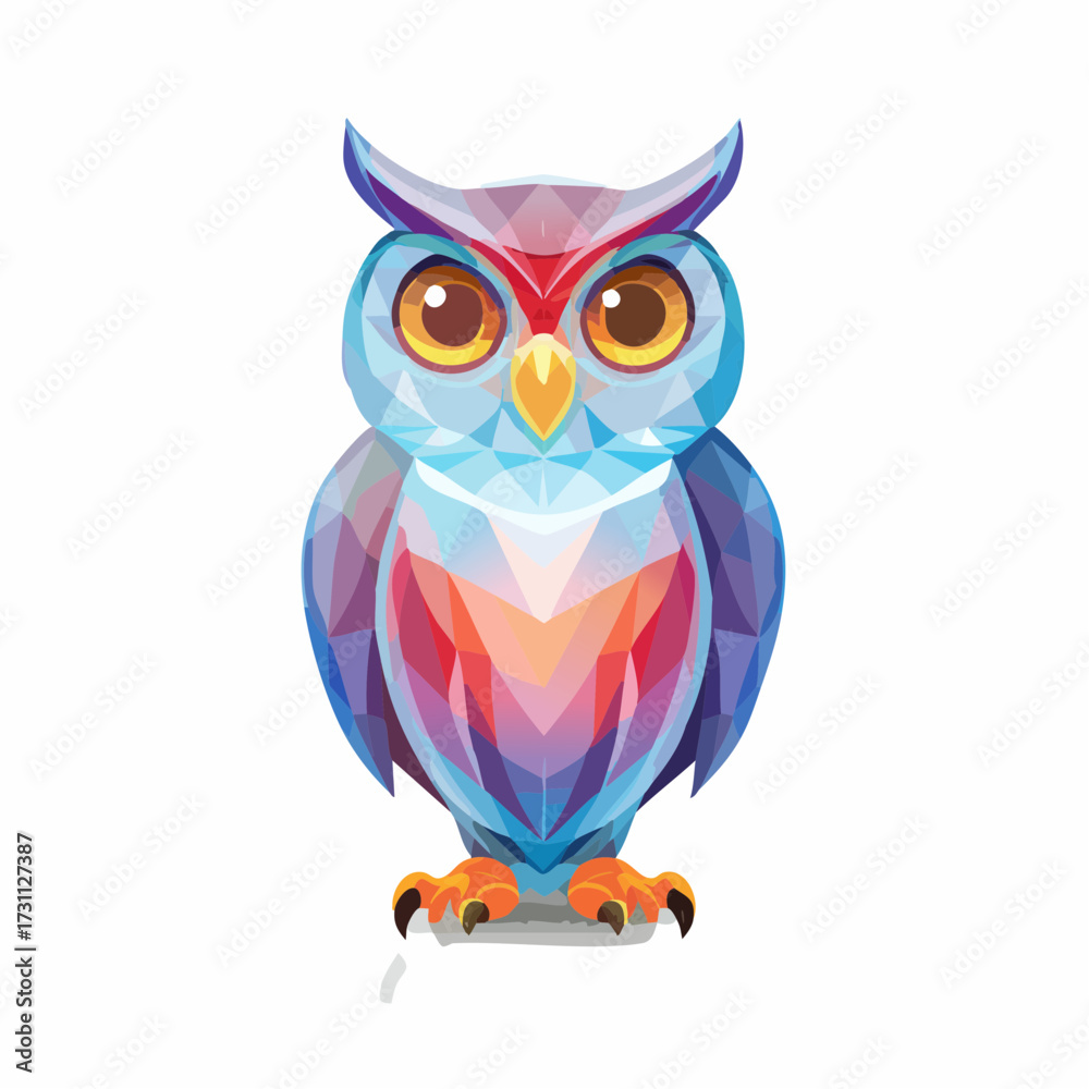 Fototapeta premium 透明感あるフクロウのガラス製オブジェを描いたベクター素材