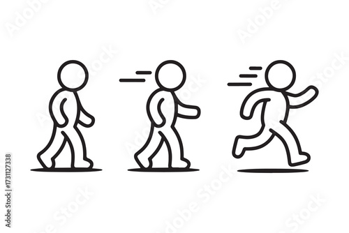 Stick figure walking jogging and running motion sequence animation loop