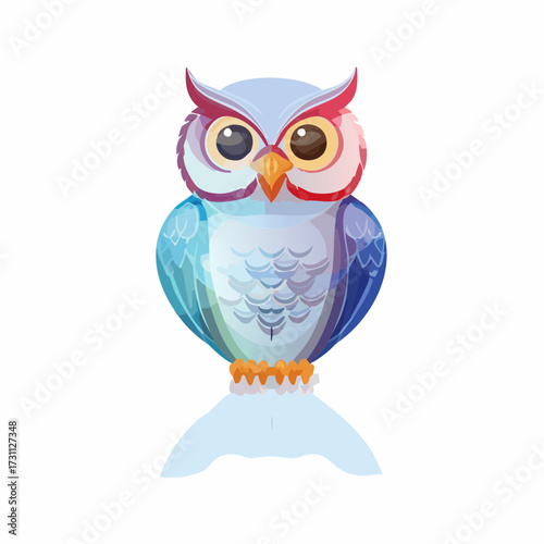 透明感あるフクロウのガラス製オブジェを描いたベクター素材