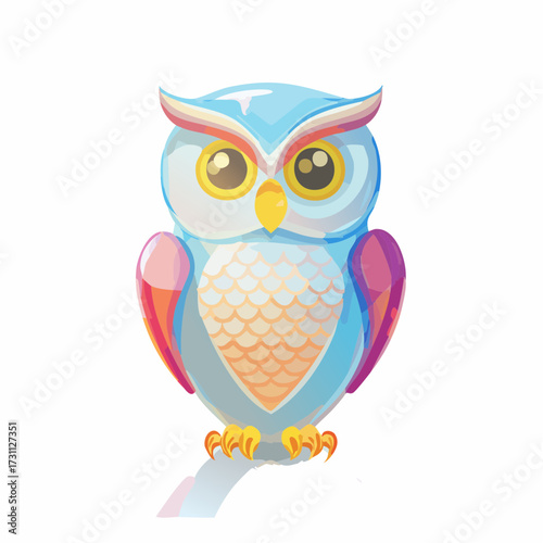 透明感あるフクロウのガラス製オブジェを描いたベクター素材