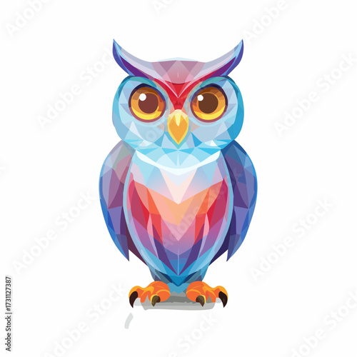 透明感あるフクロウのガラス製オブジェを描いたベクター素材