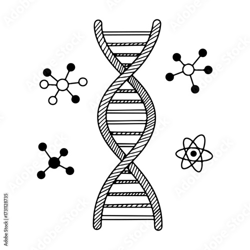 DNA helix structure with molecule atom science research and biology concept