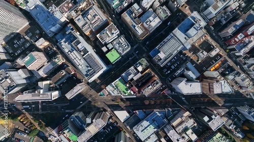 現代都市のドローン真俯瞰空撮