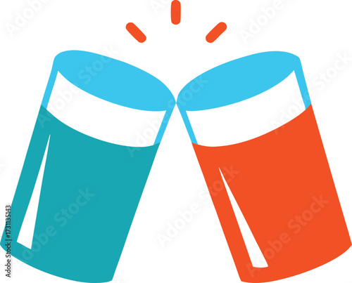 two glasses clinking together 