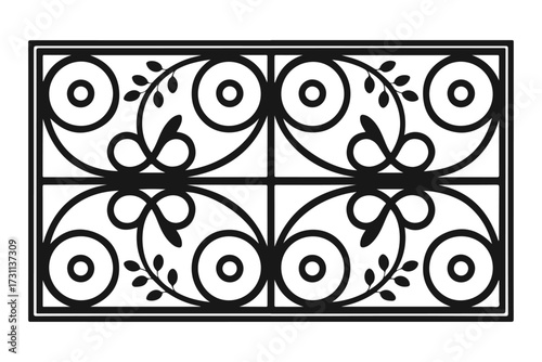 Decorative Metal Artwork with Floral Motif and Curved Linework