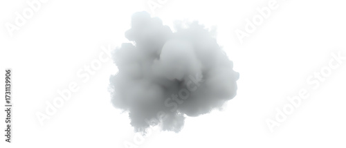 Isolated fluffy cloud of smoke or vapor on white background