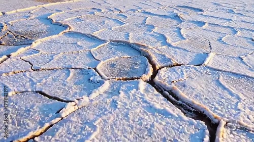 Cracked earth surface texture aerial overhead view of dried landscape
