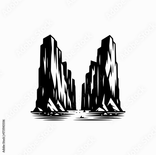 Ice Fjord Landscape Silhouette – Greenland Frozen Nature Icon