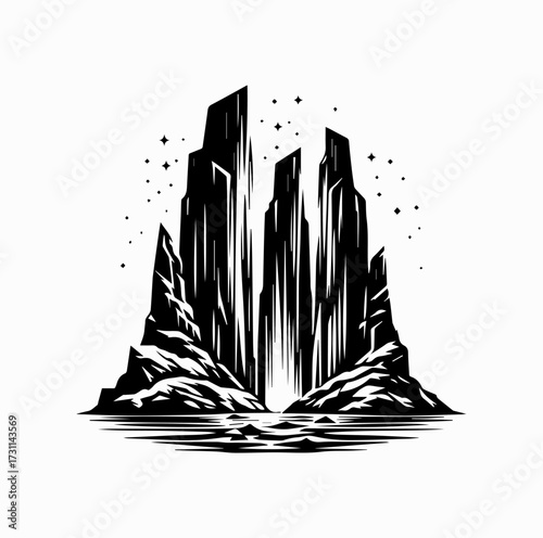 Ice Fjord Landscape Silhouette – Greenland Frozen Nature Icon